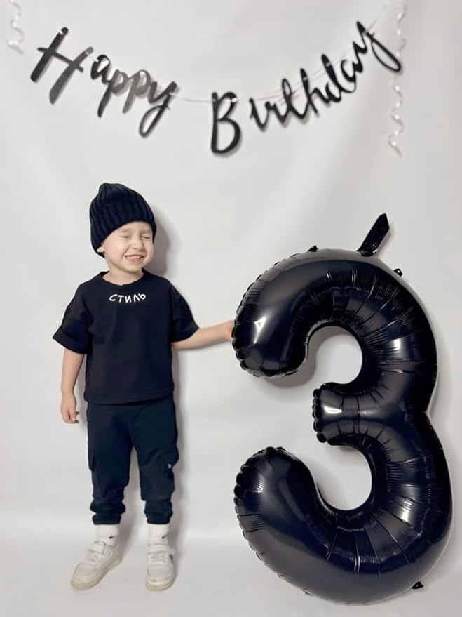 Number 13 Balloons, Balloons for Man Woman 13th Black Birthday Party Decoration, 40 Inch Foil Number Ballon for 13, 31 Anniversary, Bridal Shower, Graduation, Halloween, New Year