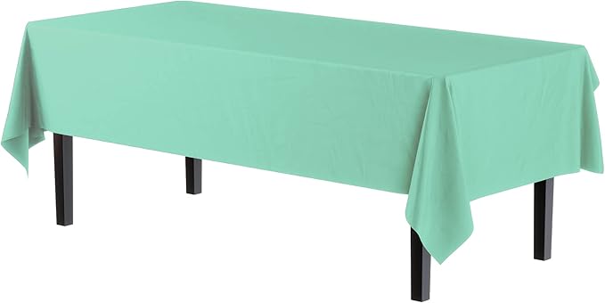 Exquisite Party Solids 6-Pack Premium Plastic Tablecloth 54in. x 108in. Rectangle Plastic Table Cover - Mint