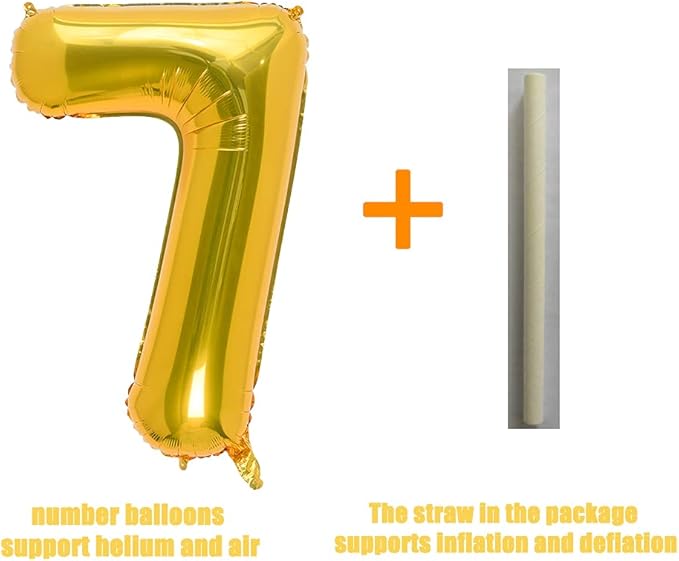 32 Inch Gold Number 7 Balloons Foil Ballon Digital Birthday Party Decoration Supplies (Gold Number 7 Balloon)