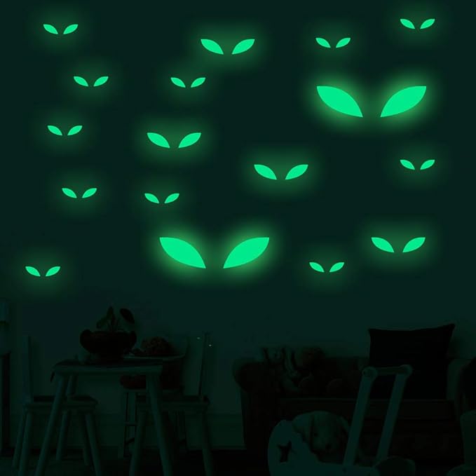 Spooky Party Decorations Set Banner + Night Glow Eye Stickers + Blood Footprint Handprint Floor Clings Decals + Ghost Shadow Toilet Sticker for Halloween Zombie Vampire Party