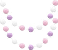 uxcell 2pcs Pom Pom Garland 6.6 Ft 30 Balls Colorful Felt Ball Garland for Wall Christmas Tree Decor Birthday Banner Easter Party Decorations, White, Pink, Purple