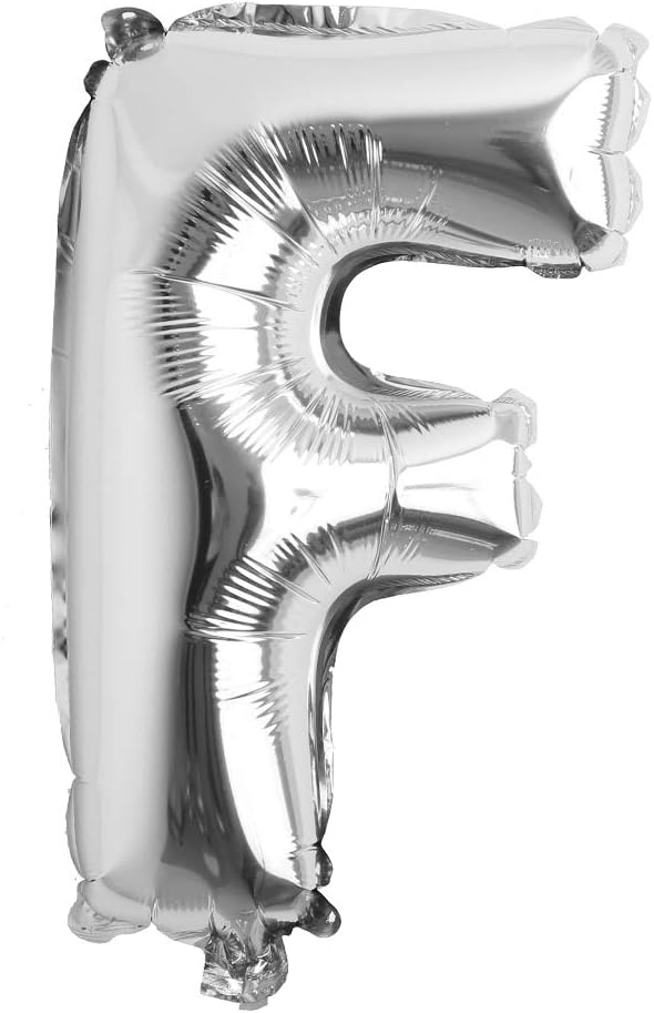 16" inch Single Silver Alphabet Letter number Balloons Aluminum Hanging Foil Film Balloon Wedding Birthday party decoration banner Air Mylar Balloons (16 inch Silver F)