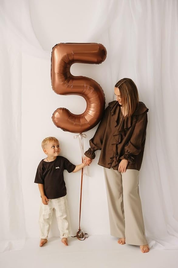 7 Balloon Coffee Brown Numbers, 17th Birthday Decorations For boys And Girls, 40 Inch Big Balloons for 7, 17, 27, 70 Birthday, Wedding Anniversary, Christmas, New Year, Halloween Party Decor