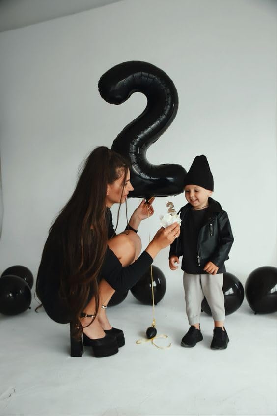 Black Number 6 Balloon 40 Inch, 6 Balloon Number, 6th Birthday Decorations, Black Party Supplies for Boys Girls