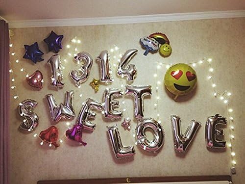 Glanzzeit 16 Inch Silver Foil Balloons Letters A to Z Numbers 0 to 9 for Prom Wedding Birthday Party Decor (Number 4)
