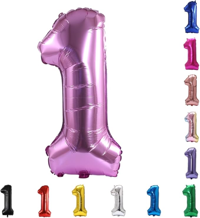 YPSelected 32 Inch Large Foil Helium Number Balloon Birthday Wedding Party 0-9 (Pink, 1)