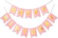 Pink Happy Birthday Banner Party Signs Golden Sparkle Funny Bunting Supplies Garland for Girls Party Decorations Nursery Hanging 13 Pieces
