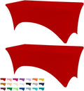 Table Covers for 6 Foot Tables, 2 Pack Red Washable and Wrinkle Resistant Stretch Tablecloths Rectangle 6ft for Events, Wedding, Banquets, Parties