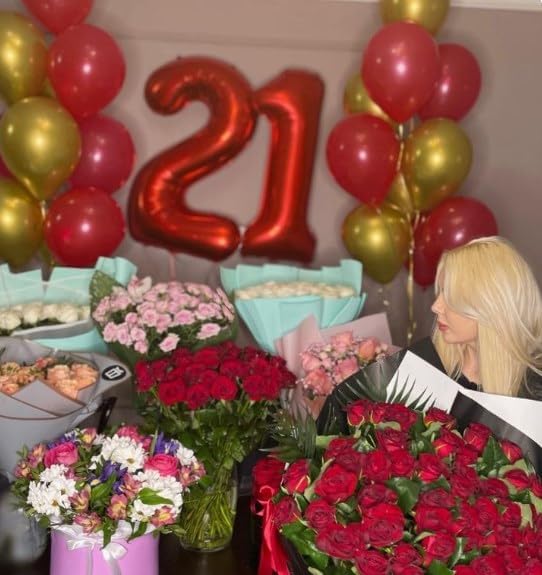 Number Balloon 40 Inch Red 2 Balloon, Number 2 Balloon Two Second 2nd Birthday Party Supplies, 12 21 22 23 25 28 Birthday New Years 2025 Eve Graduations Decorations