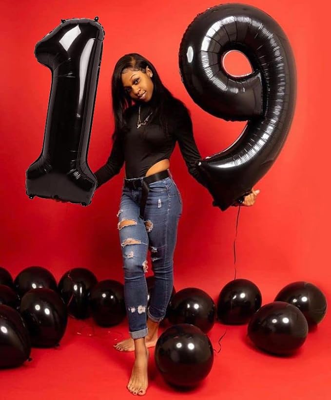 Number Balloons 1, 40 Inch One Balloons for 1st Birthday Girl Boy 1 11 21 Party Decorations Baby Shower Photo Shoot, Black 1 Balloon
