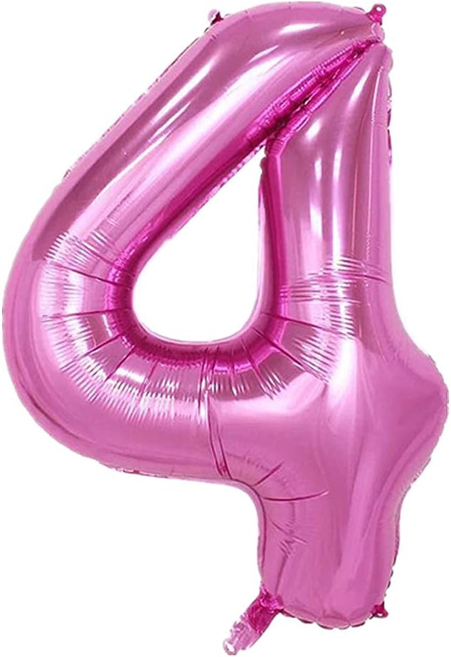 40 Inch Large Foil Helium Number Balloon Birthday Wedding Party 0-9 (Pink, 4)