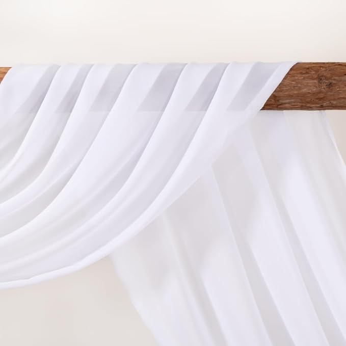 White Wedding Arch Draping Fabric 30'' x 18FT Sheer Chiffon Arch Drape Backdrop 1 Panel Drape for Easter Bridal Shower Baby Shower Photo Booth Church Decor Birthday Party Outdoor Decoration