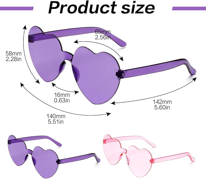 Heart Sunglasses 2 Pairs Heart Shaped Sunglasses Womens Heart Glasses Rave Sunglasses for Women Party Favors