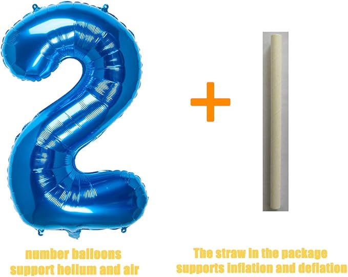 32 Inch Blue Number 2 Balloons Foil Ballon Digital Birthday Party Decoration Supplies (blue Number 2 Balloon)