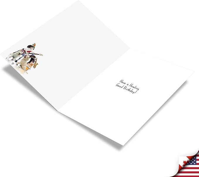 NobleWorks - Birthday Greeting Card with 5 x 7 Inch Envelope (1 Card), Fun Animal Bday Celebration - Animal Bands - Dogs C9508FBDG