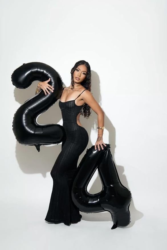 Balloon Numbers 40 Inch Foil 4 Balloons for Birthday Party Decoration, Black Number 4 Ballon for 4, 14, 24, 40 Celebration, Birthday, Christmas, Anniversary Decor