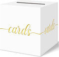 QIKSION White Wedding Card Box, Gold Foil Gift Card Box for Party, Wedding Reception, Birthday, Graduation Decorations, Baby & Bridal Shower, Anniversary, Retirement
