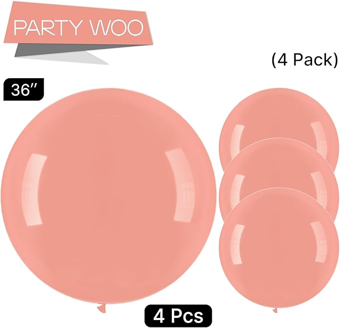 PartyWoo Dusty Pink Balloons 4pcs 36 Inch Blush Pink Dusty Rose Boho Netural Latex Helium Balloons for Wedding Baby Shower Anniversary Princess Girl Birthday Party Butterfly Theme Decorations Pink-F01