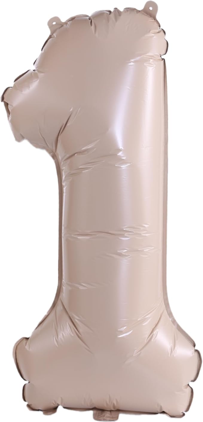YPSelected 32 Inch Large Foil Helium Number Balloon Birthday Wedding Party 0-9 (Cream, 1)