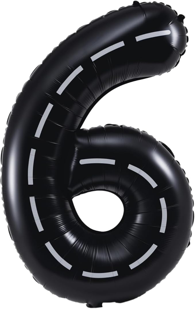 40 Inch Large Foil Helium Number Balloon Birthday Wedding Party 0-9 (Racetrack, 6)