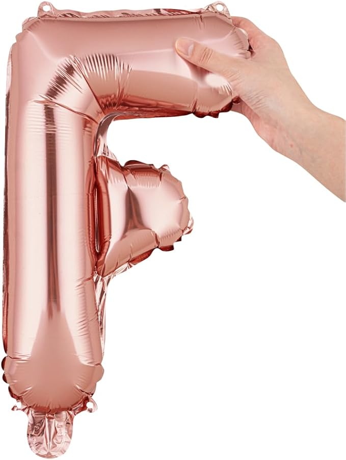 Restaurantware-Balloonify 16 Inch Letter Balloon, 1 Alphabet Party Balloon - Letter F, Self-Sealing, Rose Gold Foil Mylar Finish, Hanging Loop, Decoration For Birthday, Wedding, Or Graduation