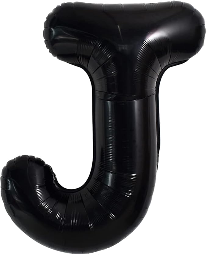 TONIFUL 40 Inch Large Black J Letter Balloons, Jumbo Helium Balloons for 2026 New Year Eve Graduation Wedding Baby Shower Birthday Party Anniversary Supplies Decorations