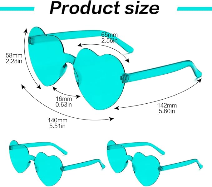 Heart Sunglasses 2 Pairs Heart Shaped Sunglasses Womens Heart Glasses Rave Sunglasses for Women Party Favors