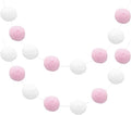 uxcell 2pcs Pom Pom Garland 6.6 Ft 30 Balls Colorful Felt Ball Garland for Wall Christmas Tree Decor Birthday Banner Easter Party Decorations, Pink, White