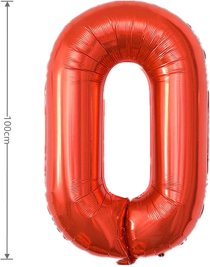 40 Inch Large Foil Helium Number Balloon Birthday Wedding Party 0-9 (Red, 0)