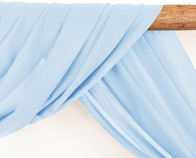 Wedding Arch Draping Fabric 30'' x 18FT Sheer Chiffon Arch Drape Backdrop 1 Panel Baby Blue Drape for Easter Bridal Shower Baby Shower Photo Booth Church Decor Birthday Party Outdoor Decor