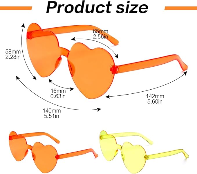 Heart Sunglasses 2 Pairs Heart Shaped Sunglasses Womens Heart Glasses Rave Sunglasses for Women Party Favors