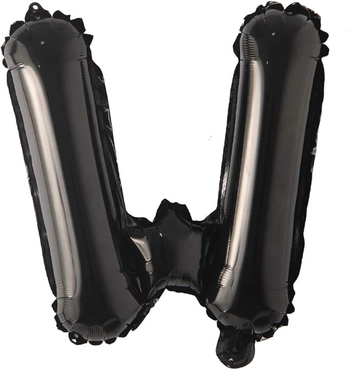 16" inch Single Black Alphabet Letter number Balloons Aluminum Hanging Foil Film Balloon Wedding Birthday party decoration banner Air Mylar Balloons (16 inch Black W)