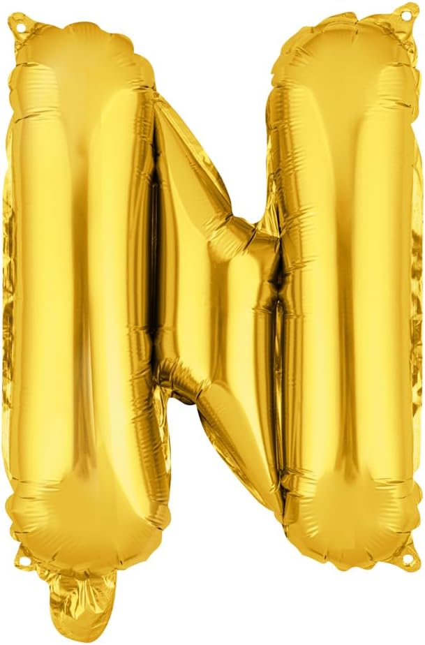 Restaurantware-Balloonify 16 Inch Letter Balloon, 1 Alphabet Party Balloon - Letter N, Self-Sealing, Gold Foil Mylar Finish, Hanging Loop, Decoration For Birthday, Wedding, Or Graduation