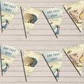 Vintage Nautical Map Shells Sea Personalized Birthday Party Bunting - Hanging Party Decoration - Birthday Party Banner Garland | Decorative Party Supplies