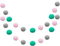 uxcell 2pcs Pom Pom Garland 6.6 Ft 30 Balls Colorful Felt Ball Garland for Wall Christmas Tree Decor Birthday Banner Easter Party Decorations, Light Pink, Grey, Green