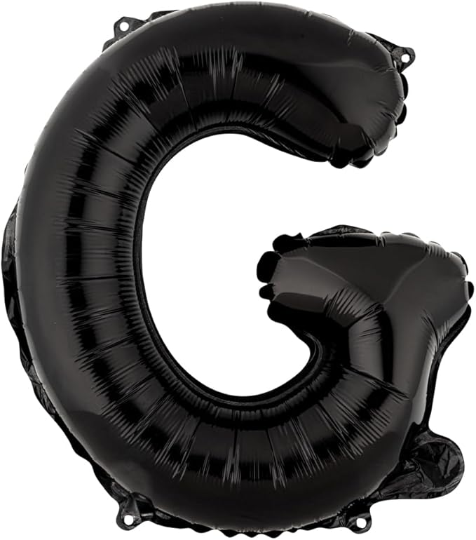 Restaurantware-Balloonify 16 Inch Letter Balloon, 1 Alphabet Party Balloon - Letter G, Self-Sealing, Black Foil Mylar Finish, Hanging Loop, Decoration For Birthday, Wedding, Or Graduation