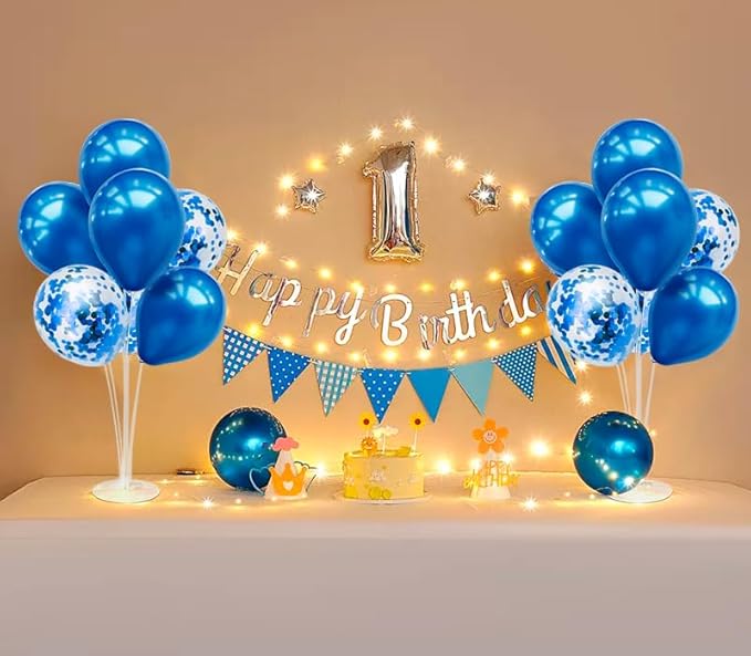 Blue Balloon Stand Centerpiece Table Decorations for Men's Birthday Father's Day Retirement Graduation Decorations Class of 2026 New Years Eve (Blue set4)
