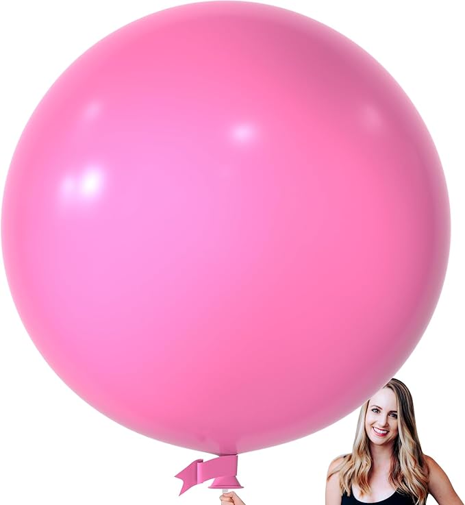 KALOR 36 Inch Giant Hot Pink Balloons, 6 Pack Large Round Hot Pink Latex Balloons for Anniversary, Birthday, Christmas, Wedding, Baby Shower Party Decorations