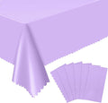 6 Pack Lavender Plastic Tablecloth, 54 X 108Inch Disposable Light Purple Scalloped Easter Table Cloth Waterproof Spring Table Cover for Mother's Day BBQ Picnic Baby Shower Birthday Wedding Decor