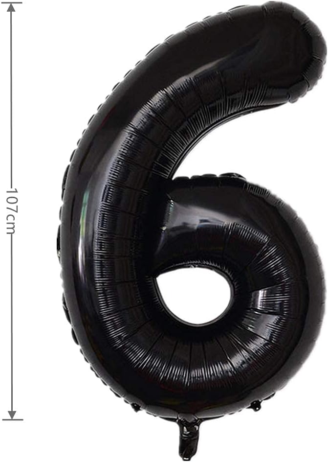 40 Inch Large Foil Helium Number Balloon Birthday Wedding Party 0-9 (Black, 6)