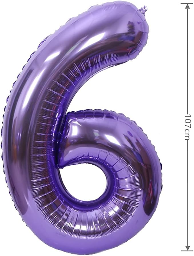 40 Inch Large Foil Helium Number Balloon Birthday Wedding Party 0-9 (Purple, 6)