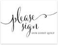 Andaz Press Wedding Party Signs, Formal Black and White Print, 8.5x11-inch, Please Sign our Guest Quilt Sign, 1-Pack