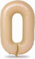 Nude 0 Balloons, 40 Inch Large Tan Foil Number Balloons Set 0-9, Self Inflating Digital 0 Helium Balloon for Boys Girls Men Women 10th 100th Age Birthday Anniversary Party Decorations Supplies