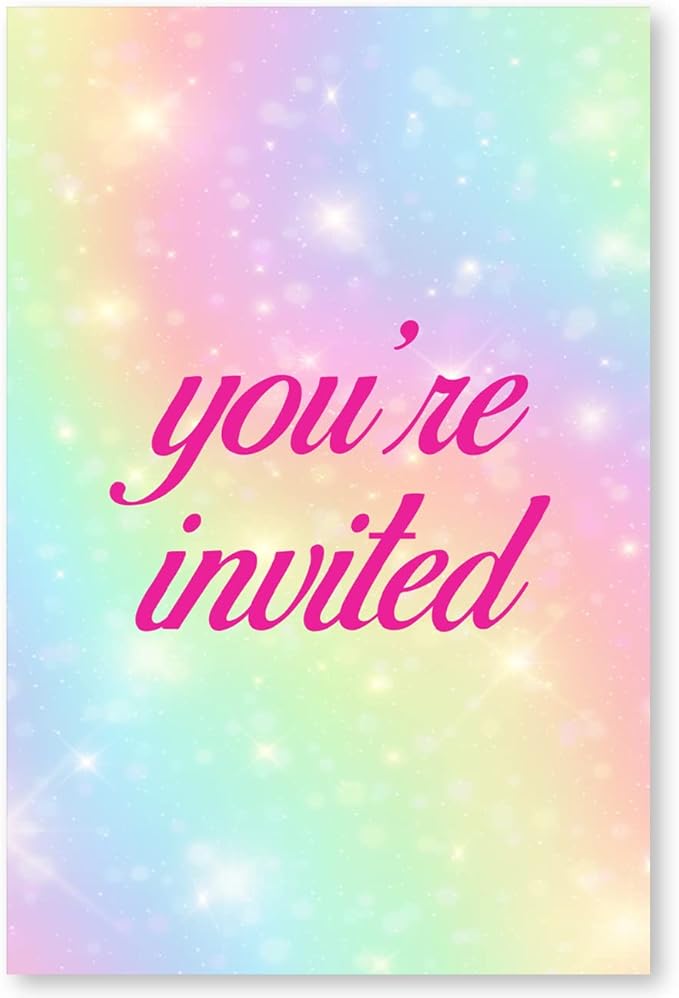 Soiceu Colorful Rainbow Bunny Birthday Party Invitations with Envelopes Set of 20 Floral Some Bunny Girl Birthday Party Invites