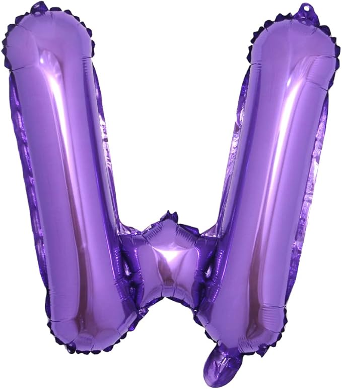 16 inch Purple Alphabet Letter and Number Balloons Set Package, Aluminum Hanging Foil Film Banner Mylar Balloon for Birthday Party Decoration Custom Word (A-Z, 0-9) (16 Inch Purple W)
