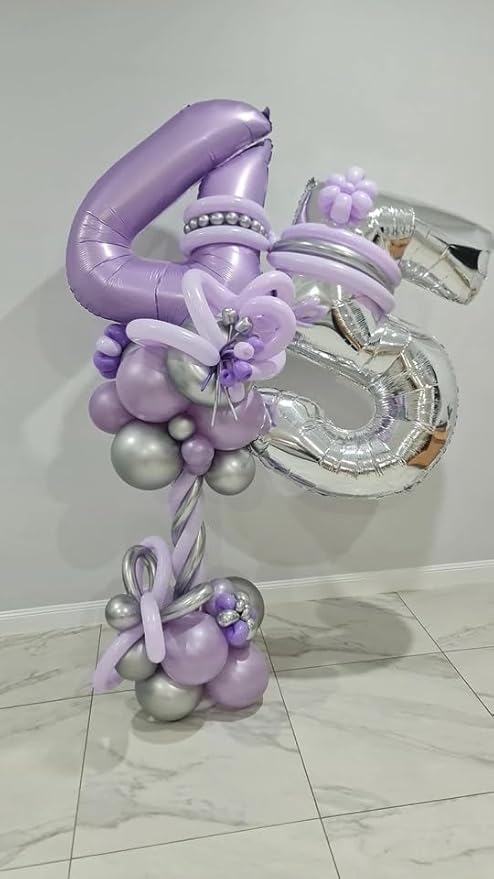 Lilac Number 6 Balloon 40 Inch, Lavender 6 Balloon Number, 6th Birthday Decorations, Lilac Mauve Party Supplies for Boys Girls