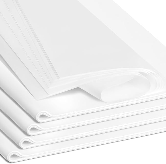 RYKOMO 200 Sheets 20 x 20 Inch White Acid-Free Tissue Paper for Gift Bags, White Wrapping Paper for Packaging, DIY Craft Birthday Wedding New Year Holiday Valentine's Day Décor
