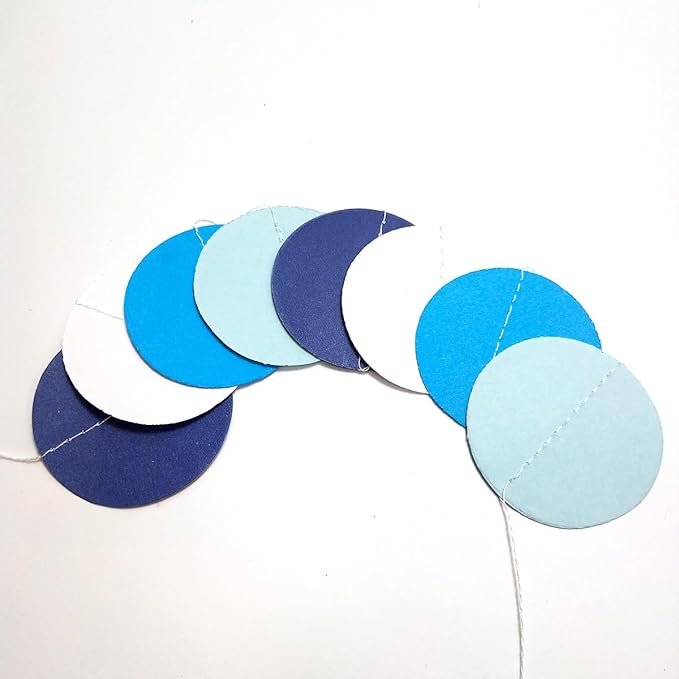 Party Decorations 52 Ft Big Star Garland Circle Dots Garland Paper Backdrop Streamer for Graduation Birthday Bachelorette Engagement Wedding Bridal Shower Baby Shower (Blue Set)