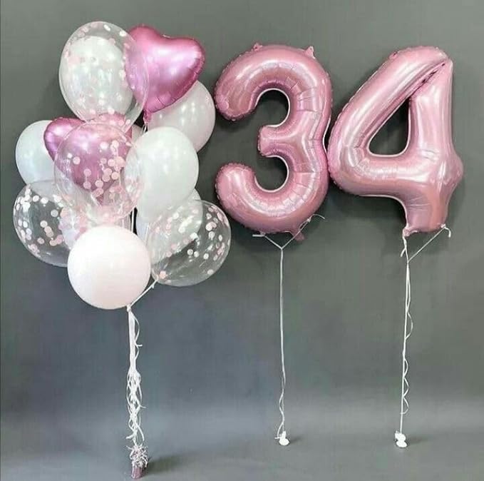 4 Balloon 40 Inch Large Pearl Pink Balloons for 40 Birthday Party Decoration, Number 4 Ballon for 4, 14, 24, 40 Celebration, Birthday, Christmas, Anniversary Decor