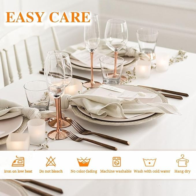 WIGENIUS 2 Pack White Table Cloth Rectangle 60 X 102 Inch Polyester Tablecloths, Wrinkle Resisitant Tablecloth for Wedding Buffet Parties and Dining (White, 2 Pack 60 X 102 inch)